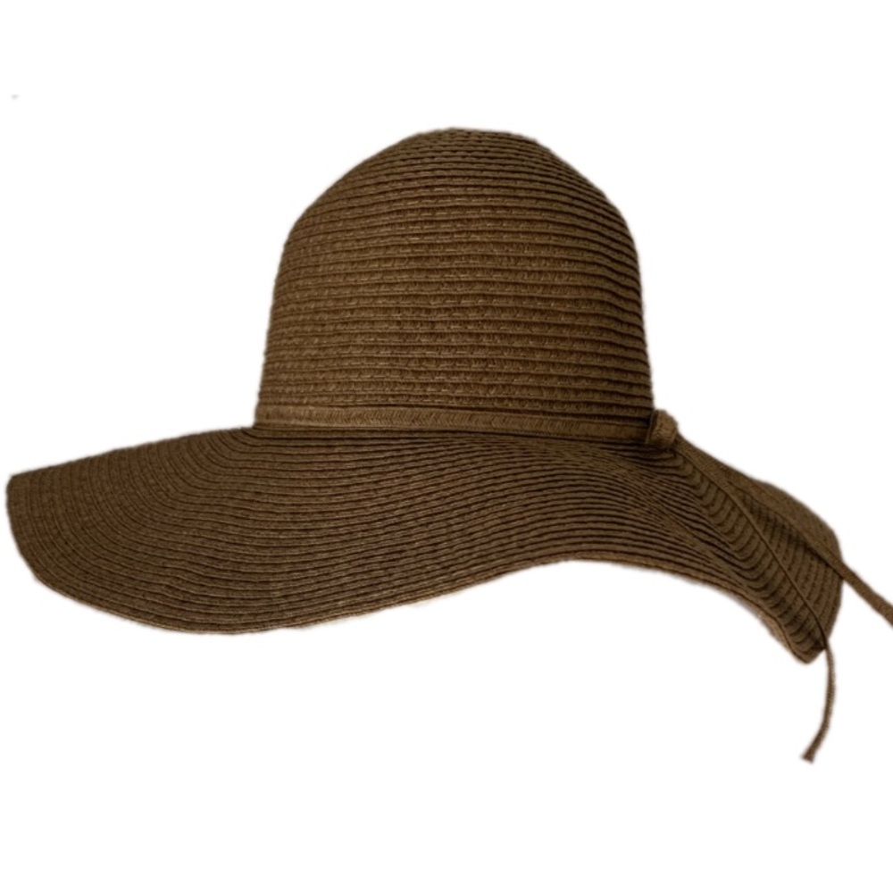 Brown Faux Straw Floppy Beach Sun Shade Hat